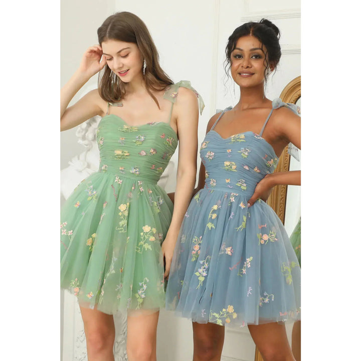 Isabella | Floral Embroidered Tulle Evening Dress
