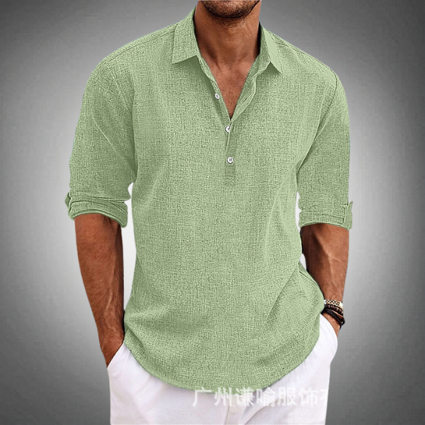Men's Linen Popover Shirt in a Relaxed Fit