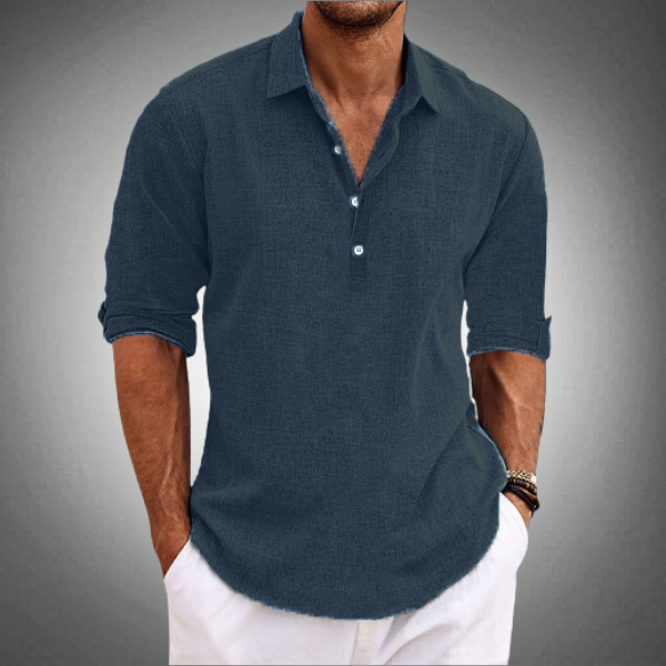 Men's Linen Popover Shirt in a Relaxed Fit