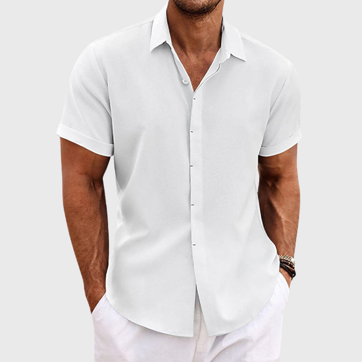 Men's Linen Shirt with Short Sleeves