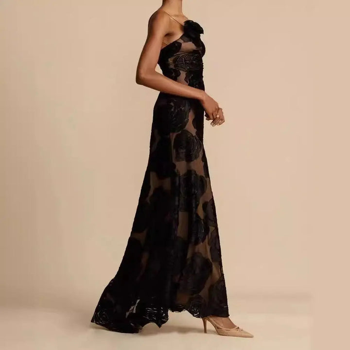 Celeste | Floral One Shoulder Evening Maxi Dress