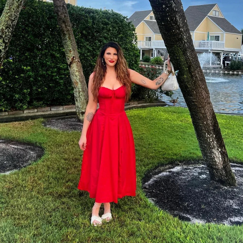 Isabella | Sweetheart Neck A Line Midi Dress