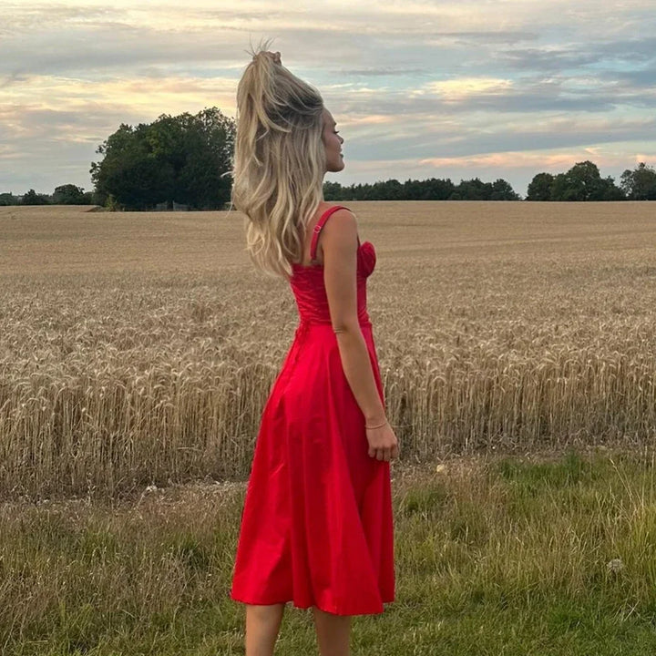 Isabella | Sweetheart Neck A Line Midi Dress