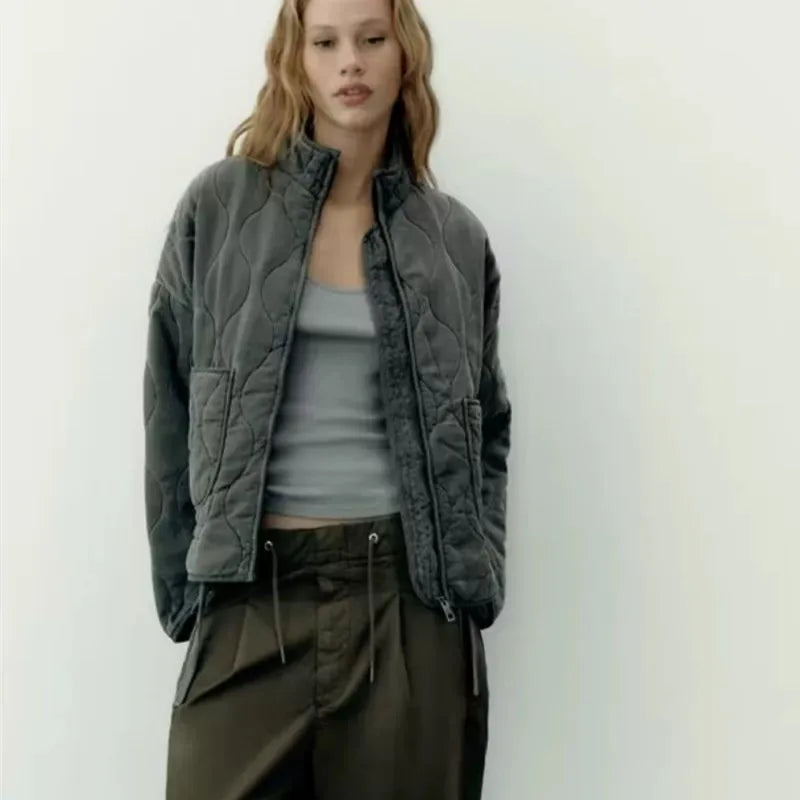 Amelia | Quilted Zip Front Puffer Jacket