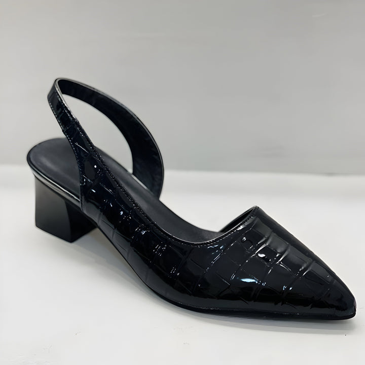 Women's Leather Slingback Pumps with Block Heel
