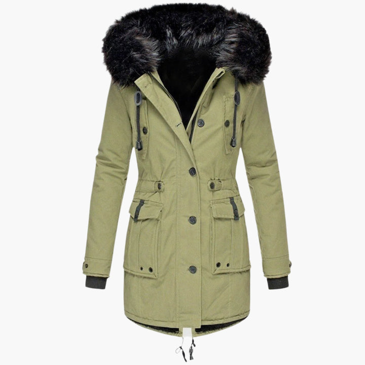 Women's Padded Parka Coat with Faux Fur Hood