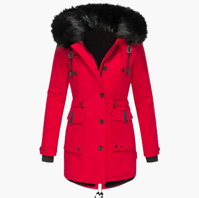 Women's Padded Parka Coat with Faux Fur Hood