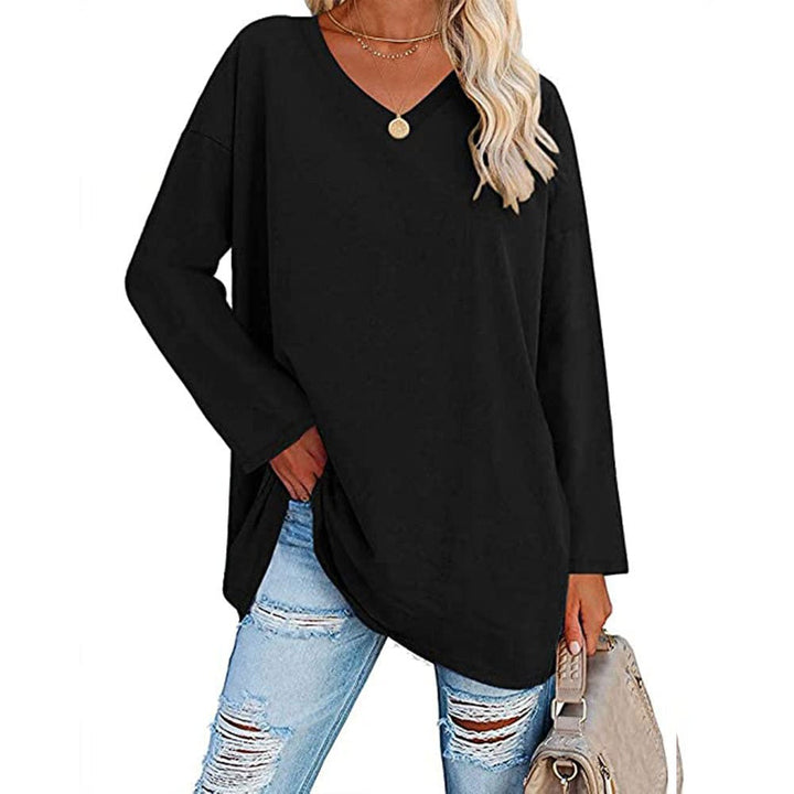 Relaxed Fit V Neck Tunic Blouse