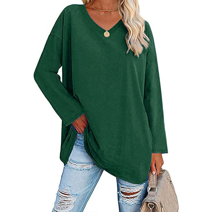 Relaxed Fit V Neck Tunic Blouse