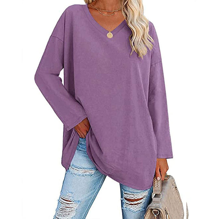 Relaxed Fit V Neck Tunic Blouse