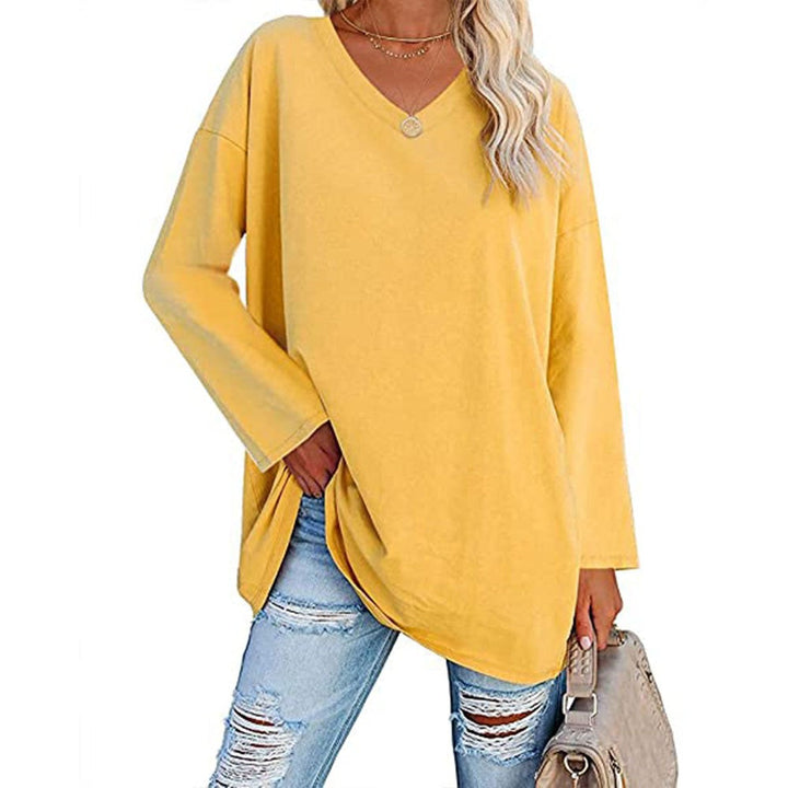 Relaxed Fit V Neck Tunic Blouse
