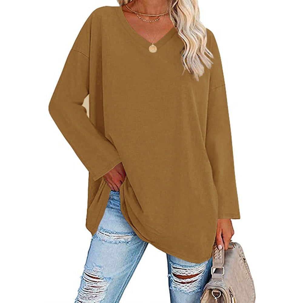 Relaxed Fit V Neck Tunic Blouse