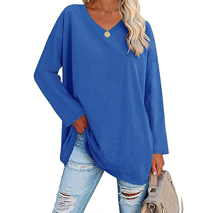Relaxed Fit V Neck Tunic Blouse