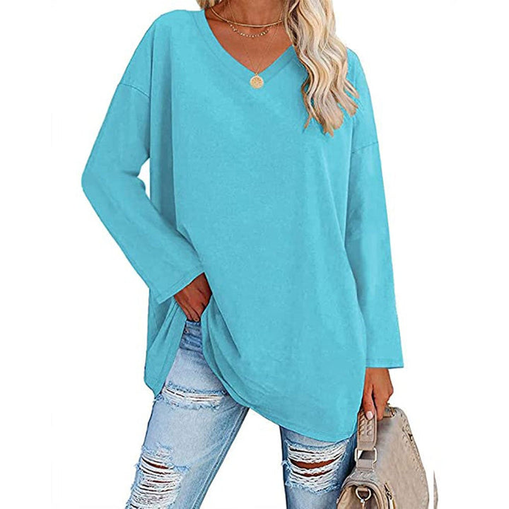 Relaxed Fit V Neck Tunic Blouse