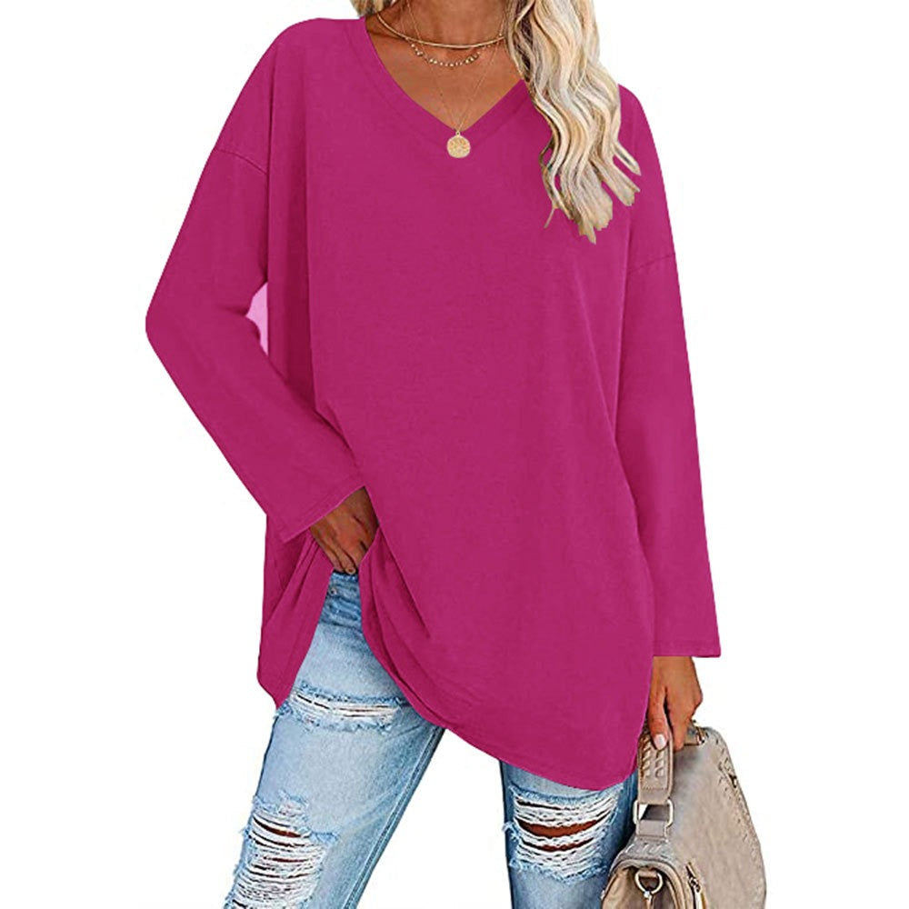Relaxed Fit V Neck Tunic Blouse