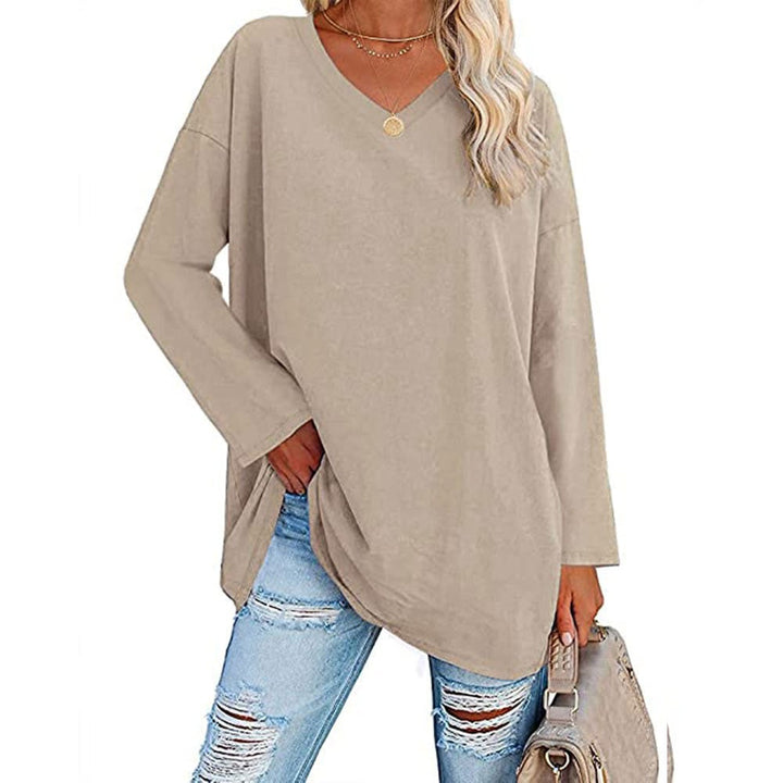 Relaxed Fit V Neck Tunic Blouse