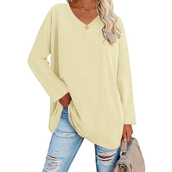 Relaxed Fit V Neck Tunic Blouse