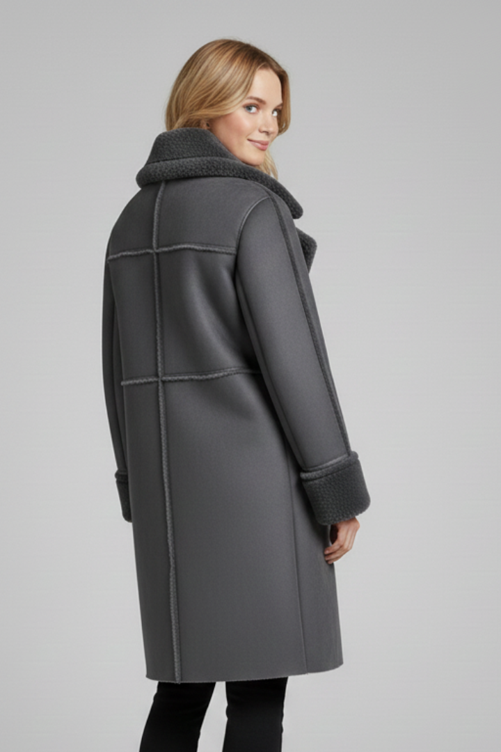 Serena | Shearling Trim Double Breasted Coat
