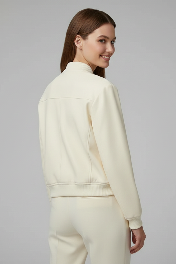 Chloe | Cropped Snap Button Bomber Jacket