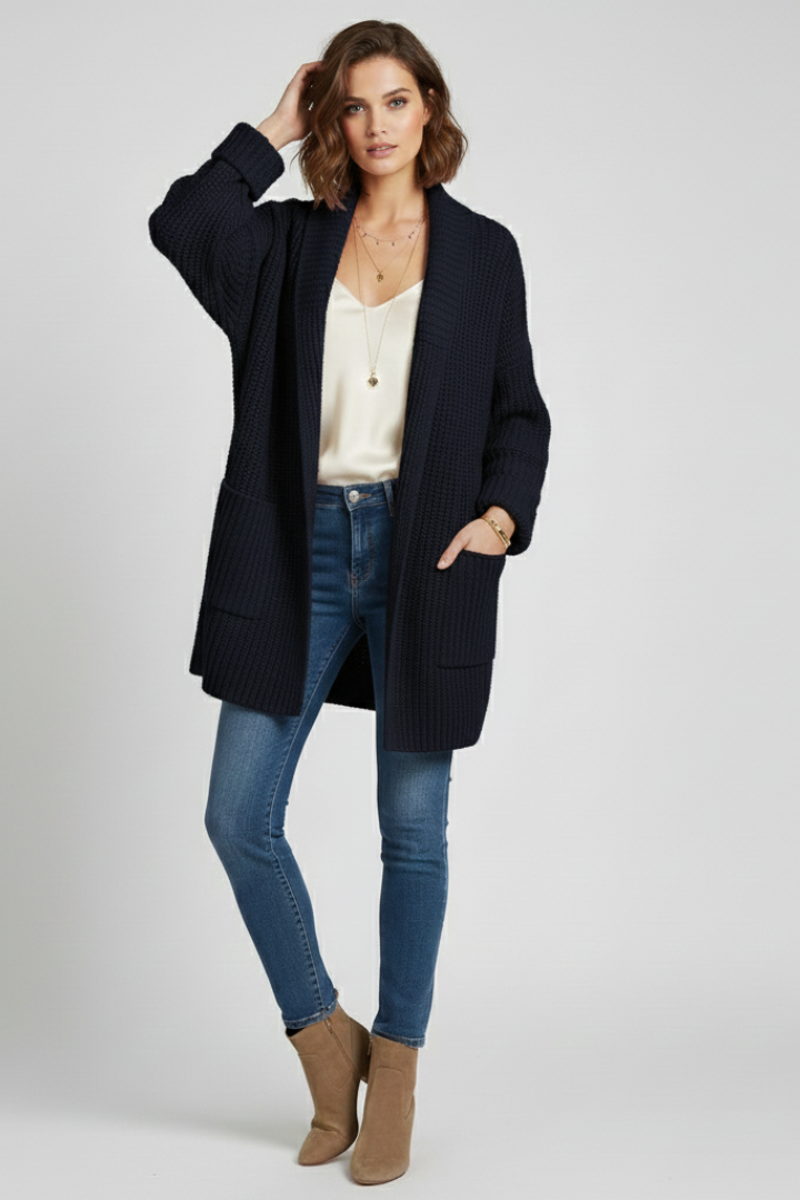 Oversized Chunky Knit Open Front Cardigan