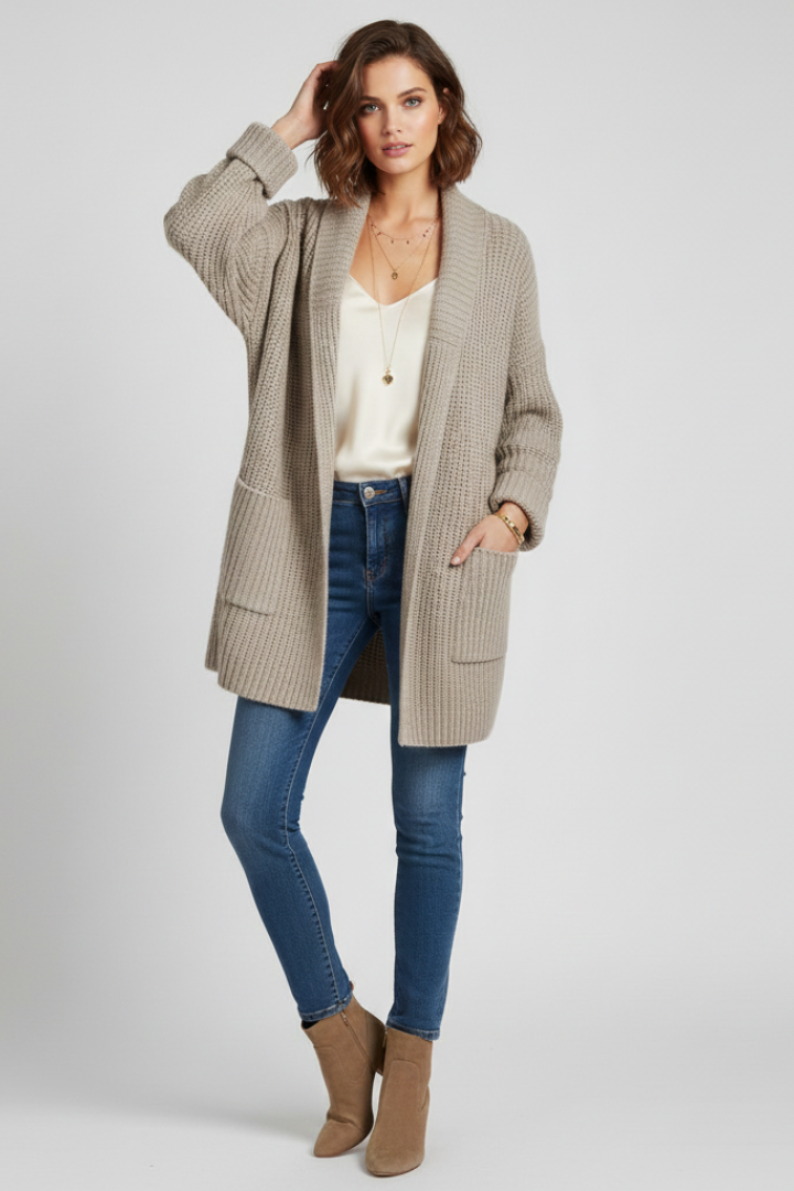 Eliana | Chunky Shawl Collar Longline Cardigan