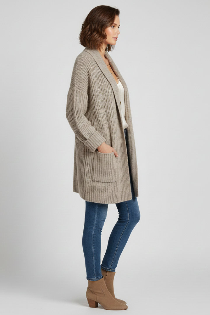 Eliana | Chunky Shawl Collar Longline Cardigan