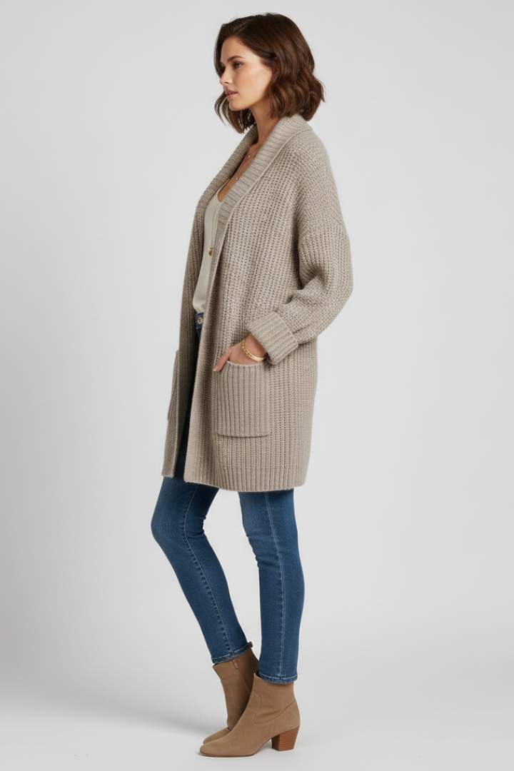 Eliana | Chunky Shawl Collar Longline Cardigan