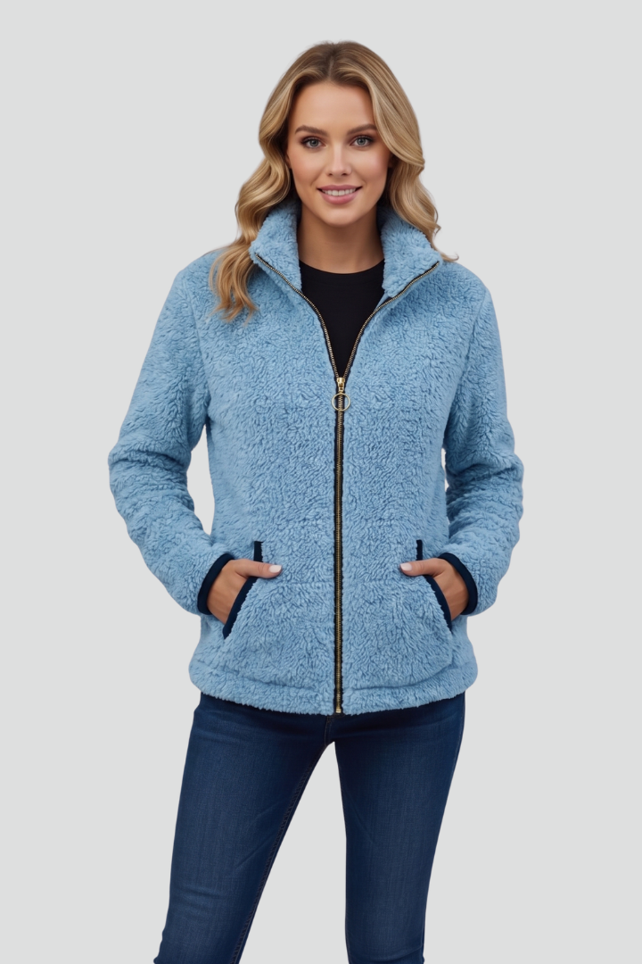 Chloe | Textured Long Sleeve Fleece Jacket