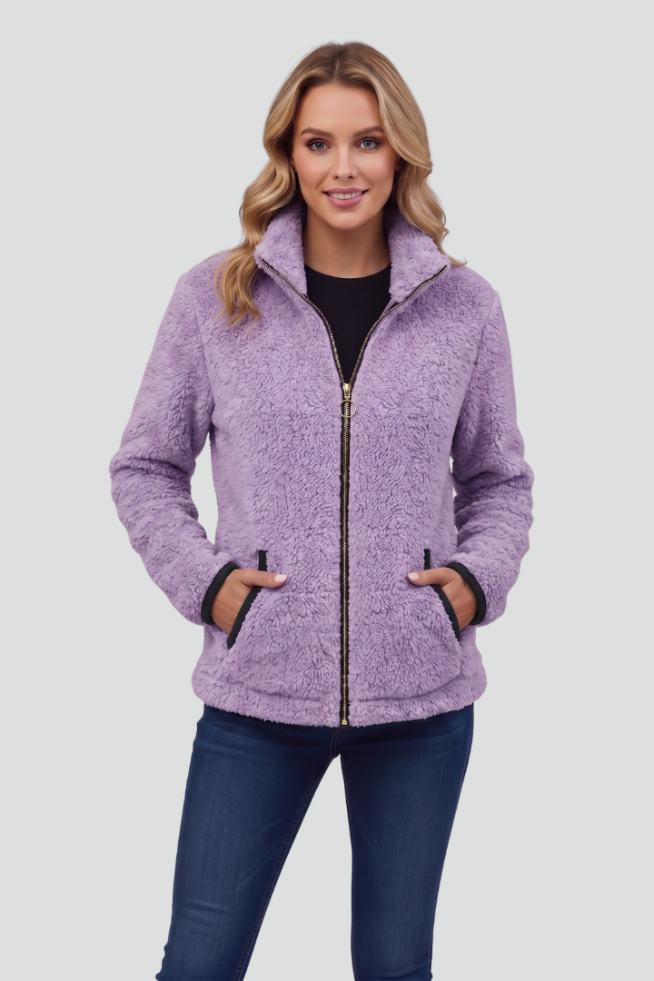 Chloe | Textured Long Sleeve Fleece Jacket