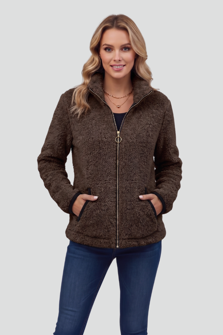 Chloe | Textured Long Sleeve Fleece Jacket