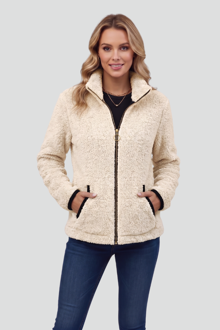 Chloe | Textured Long Sleeve Fleece Jacket