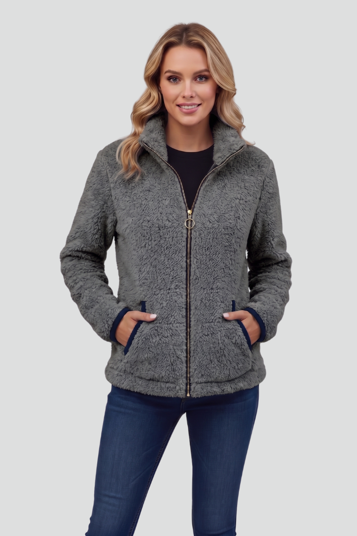 Chloe | Textured Long Sleeve Fleece Jacket