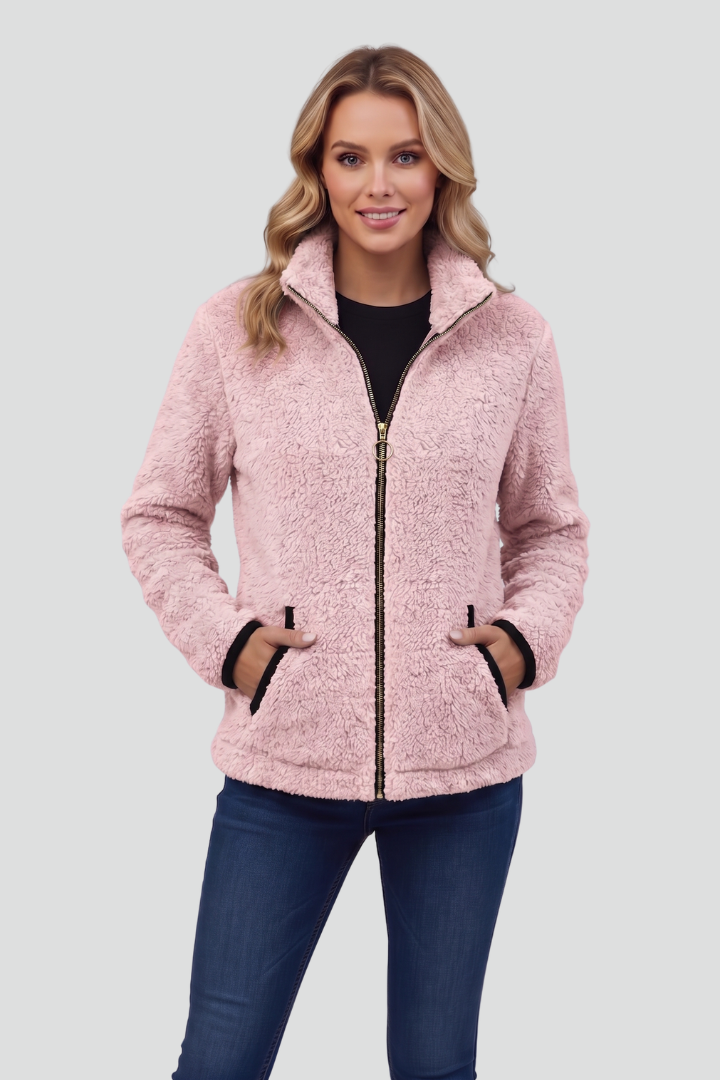 Chloe | Textured Long Sleeve Fleece Jacket