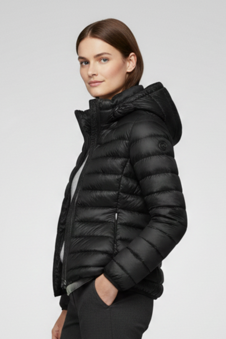 Women's Quilted Puffer Jacket with Hood and Zip