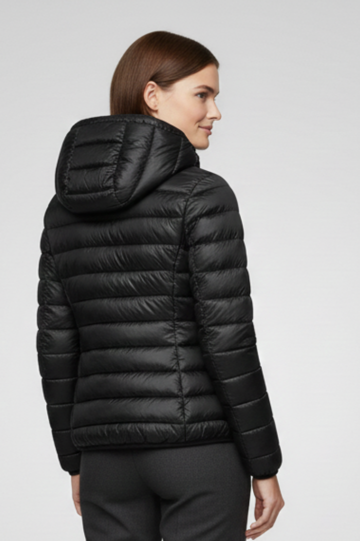 Women's Quilted Puffer Jacket with Hood and Zip