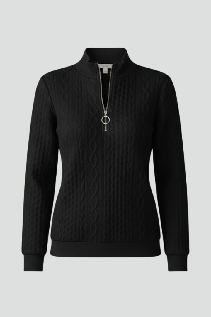 Eloise | Cable Knit Zip Front Jacket