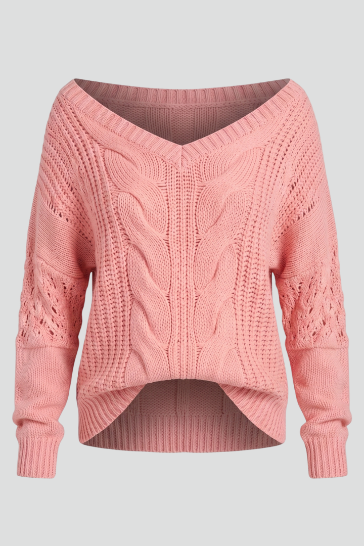 Off Shoulder Cable Knit Sweater for Women