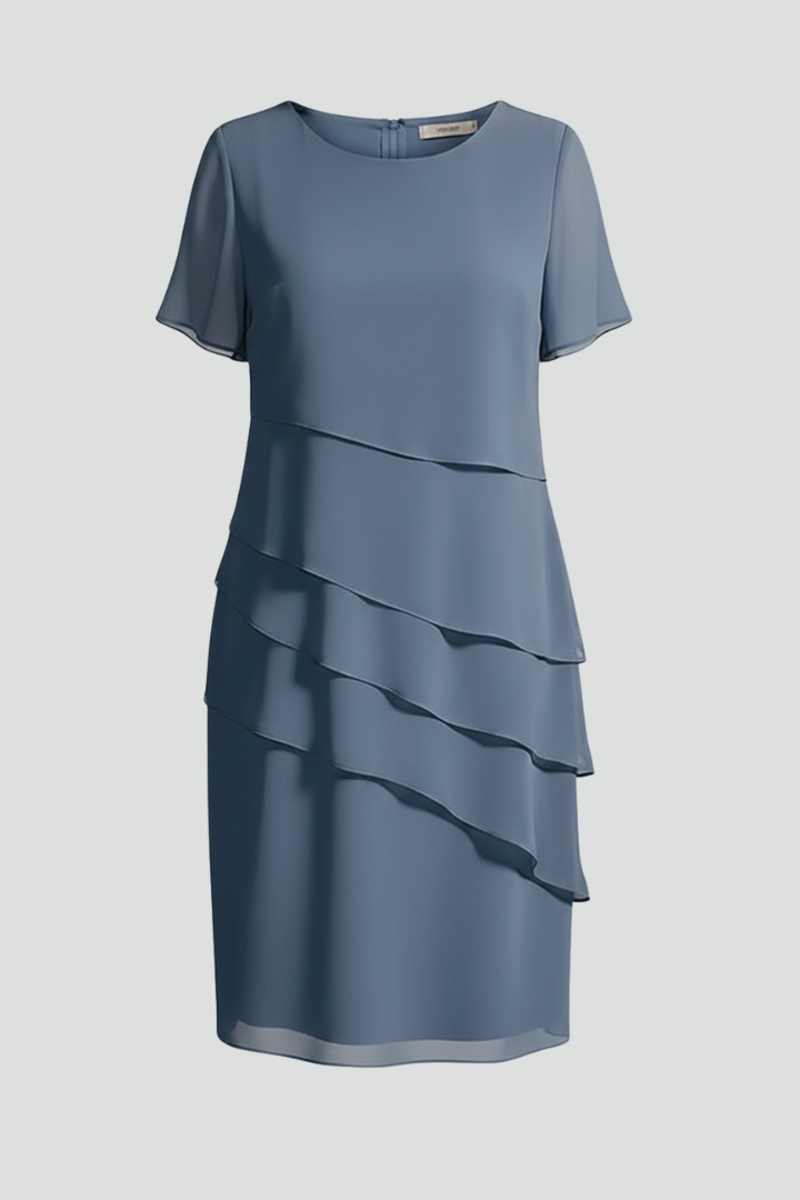 Sophie | Elegant Short Sleeve Layered Cocktail Dress