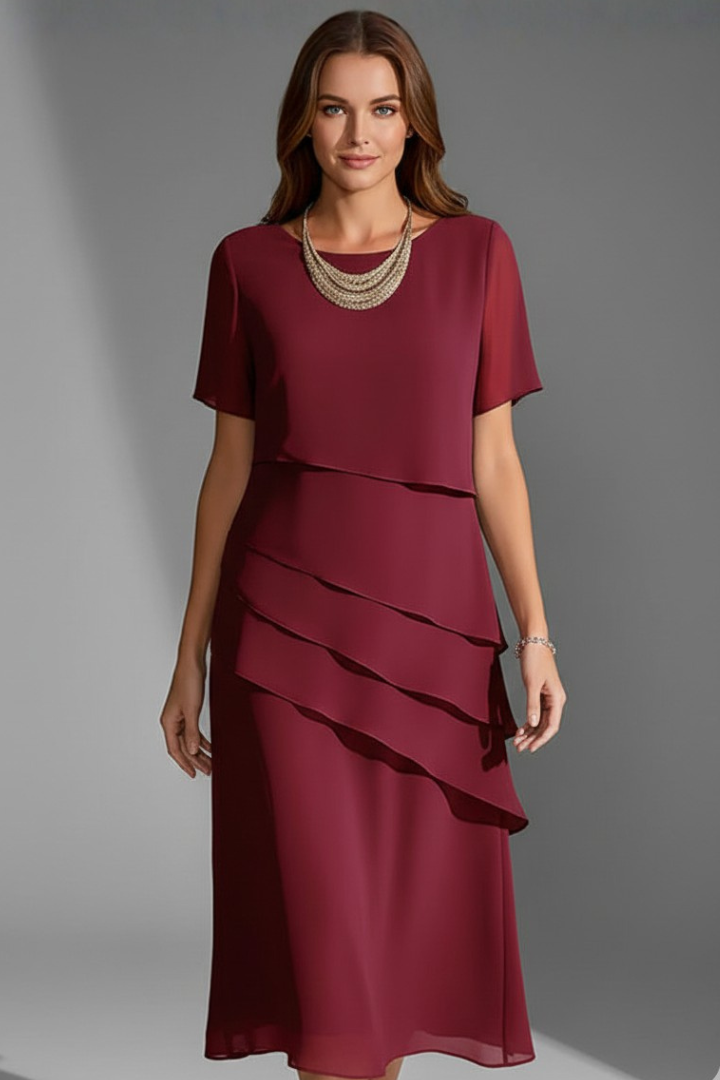 Sophie | Elegant Short Sleeve Layered Cocktail Dress