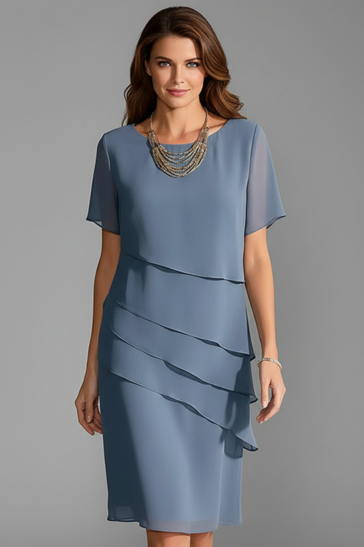 Sophie | Elegant Short Sleeve Layered Cocktail Dress