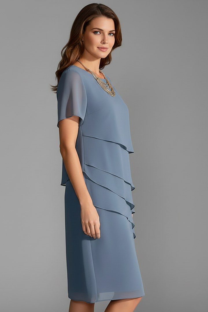 Sophie | Elegant Short Sleeve Layered Cocktail Dress