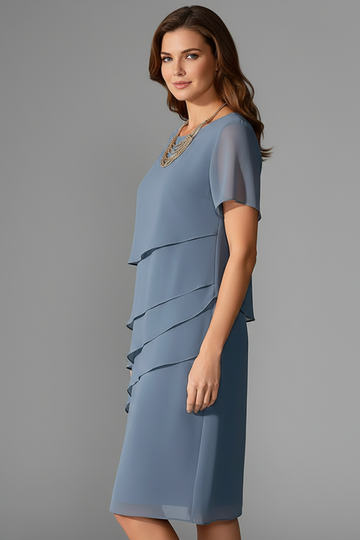 Sophie | Elegant Short Sleeve Layered Cocktail Dress