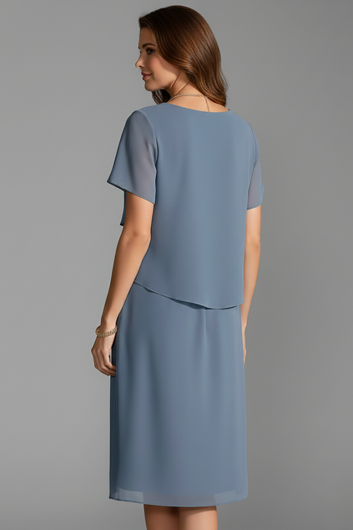 Sophie | Elegant Short Sleeve Layered Cocktail Dress