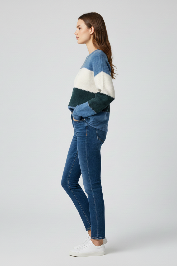 Striped Crew Neck Knit Sweater