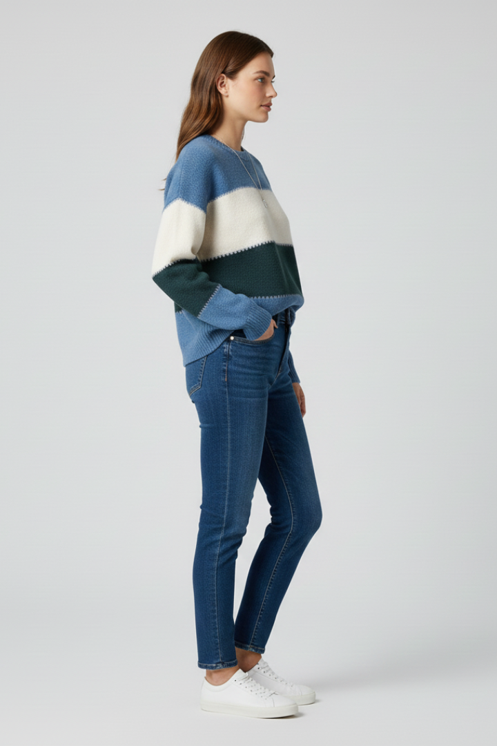 Striped Crew Neck Knit Sweater