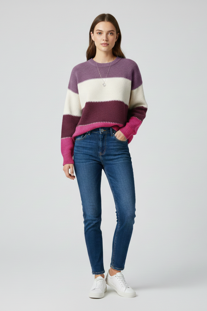 Striped Crew Neck Knit Sweater