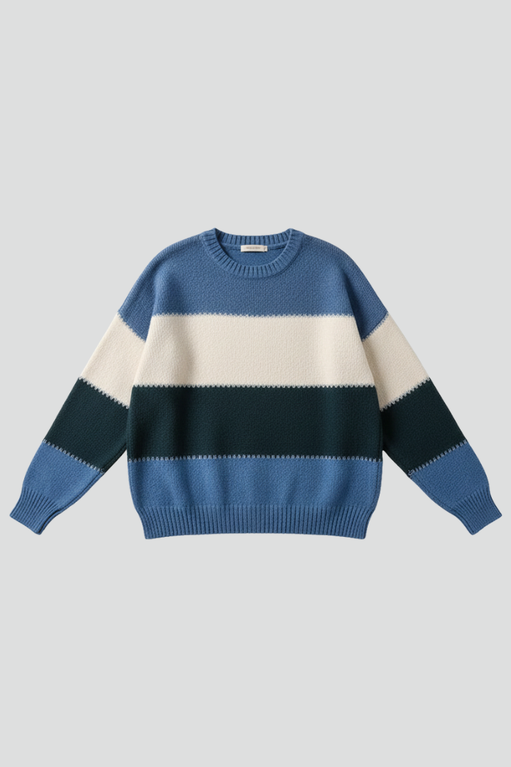 Striped Crew Neck Knit Sweater