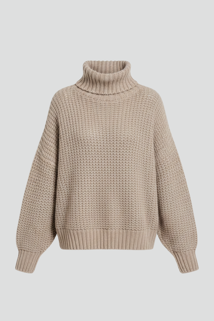 Emilia | Textured Long Sleeve Turtleneck Sweater
