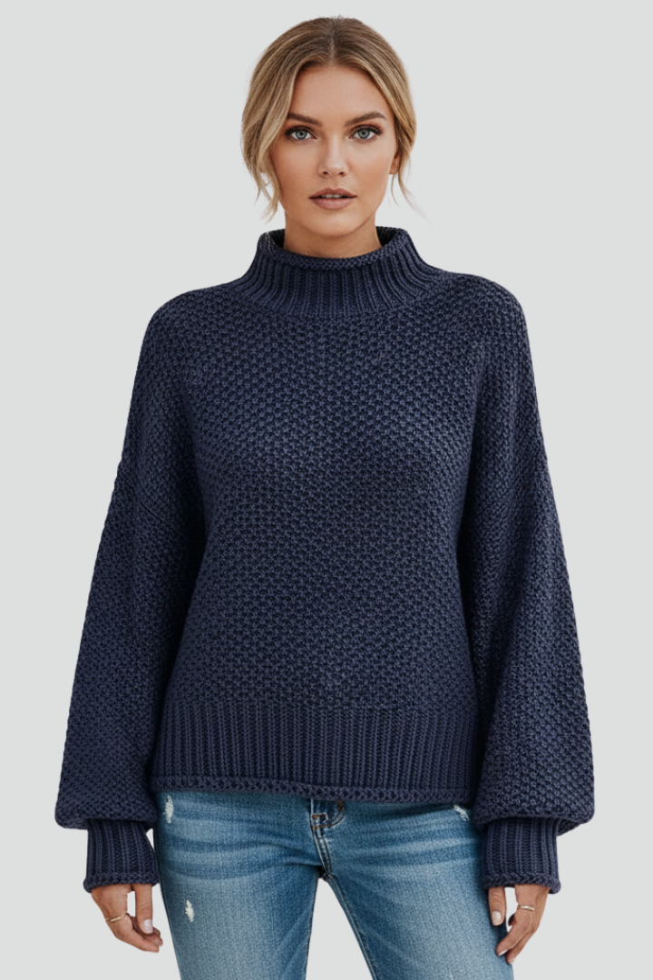 Emilia | Textured Long Sleeve Turtleneck Sweater