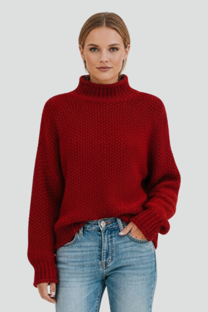 Emilia | Textured Long Sleeve Turtleneck Sweater